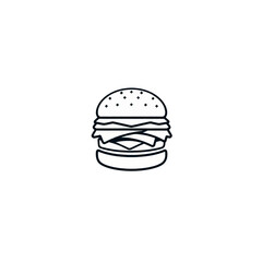 Fototapeta premium Hamburger Line Art Burger Drawing Simple Icon Design