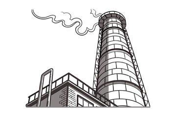 Industrial Chimney Emitting Smoke Illustration