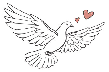 Fototapeta premium Love and Peace Dove Flying Illustration