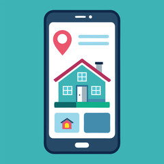 smartphone screen with house search interface buy