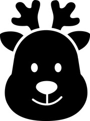 Cute deer face cartoon black silhouette.
Simple shape reindeer head icon vector Isolated.
Transparent background. SVG file.

