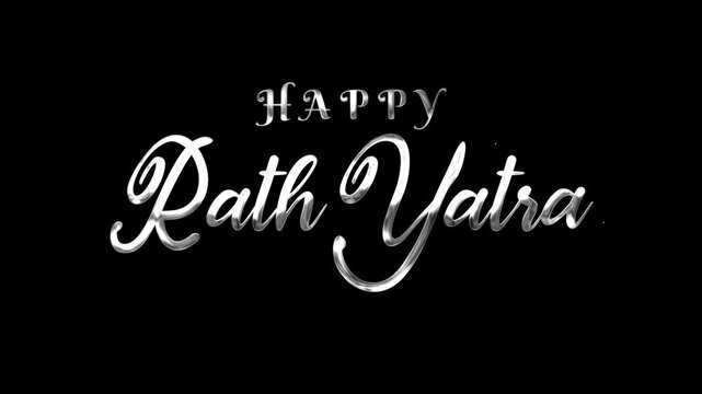 Happy Rath Yatra text animation suitable for holiday greeting cards, social media posts, posters, banners, and website headers. Festive celebration concept.
