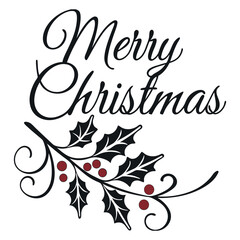 Obraz premium Elegant Merry Christmas Holly Branch Design Festive Holiday Illustration