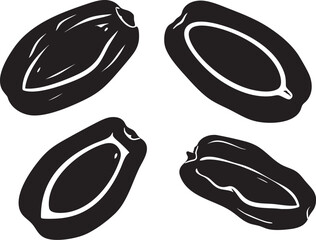 High-Quality Silhouette Fruit Set Date Fruit Vector Illustrations in Four Poses