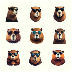 Obraz premium set of beaver color vectors