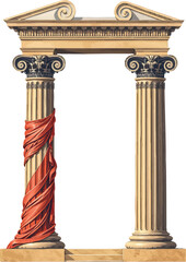 Obraz premium a statue of a column with a red cloth draped around it