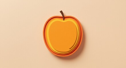 Minimalist layered paper art style illustration of an apple placed on a beige background