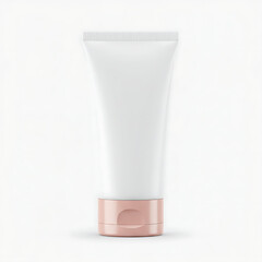 A white tube with a pink cap sits on a plain white surface in a well-lit product shot studio.