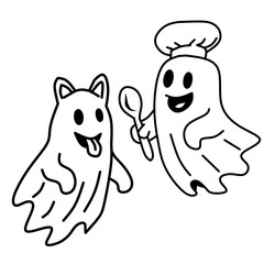 ghost cartoon illustration, Halloween Ghost
