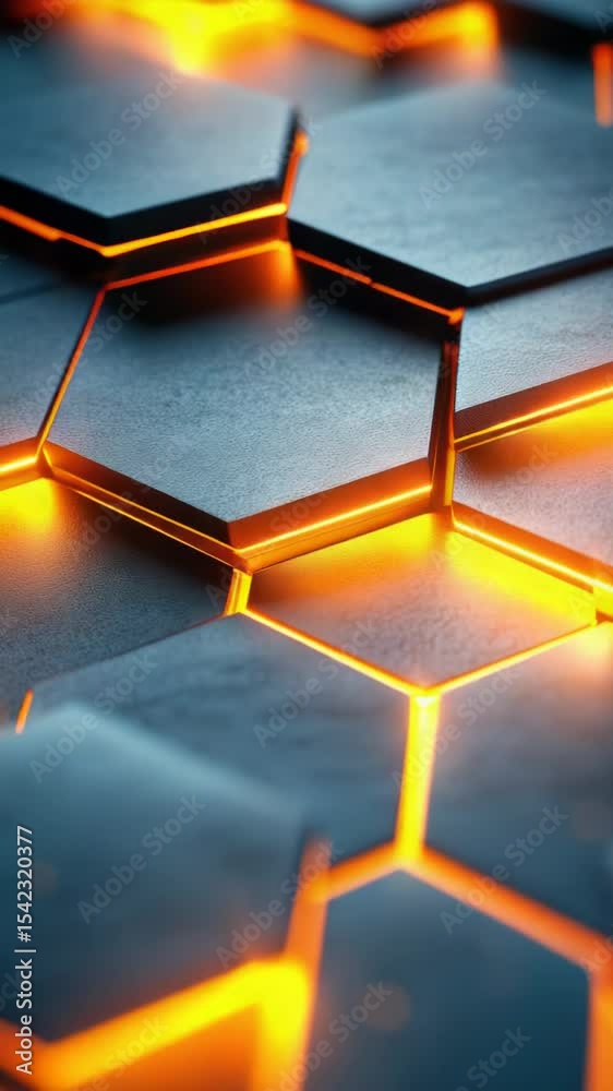 Aufkleber A close-up shot of a hexagonal surface with glowing lights, suitable for futuristic or sci-fi concepts