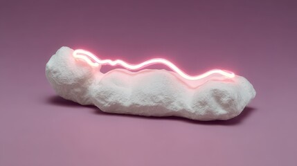 Abstract Shape with Neon Light on Soft Pink Background