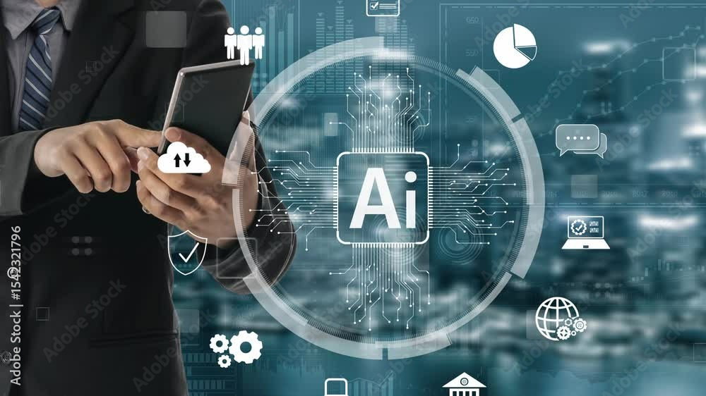 Poster ai assistant brain processor with llm technology, big data, machine learning, generative ai for busi