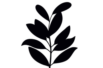 Stylish Black Silhouette of Growing Plant Sprout Art