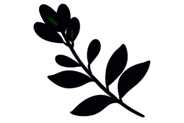 Minimalist Black Silhouette of Young Plant Sprout Illustration