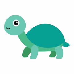 Cute cartoon turtle illustration isolated on white background