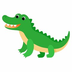 Cartoon green crocodile illustration isolated on white background