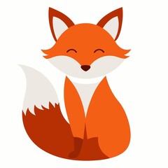 Cute cartoon fox illustration isolated on white background