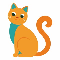 Cute orange cat cartoon illustration isolated on white background