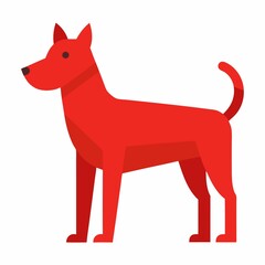 Red dog geometric illustration isolated on white background