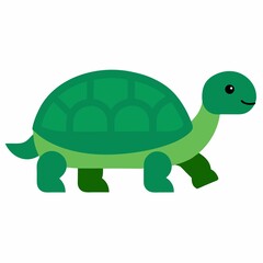 Cute green turtle cartoon illustration isolated on white background