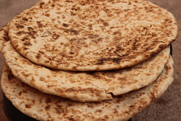 Tafarnout Bread Close Up, Moroccan Amazigh Bread, Tafournout Bread
