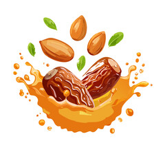 Dates and Almonds in Orange Juice Splash