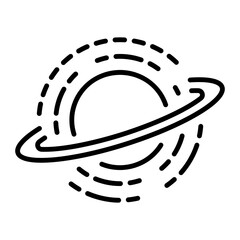A linear style icon representing black hole  