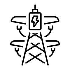 A linear style icon representing electric tower  