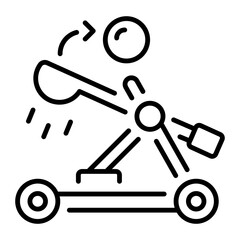 A linear style icon representing projectile motion  