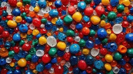 Fototapeta premium Rough Recycled Plastic Texture with Multicolored Speckles