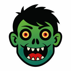 Cartoon zombie boy head halloween illustration