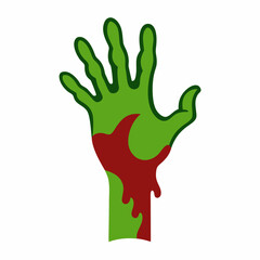 Bloody green zombie hand halloween illustration