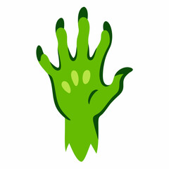Cartoon green zombie hand halloween illustration