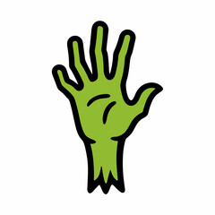 Cartoon green zombie hand halloween illustration