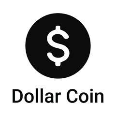 Dollar Coin Icon – Financial Currency Symbol in Flat Black Vector Style