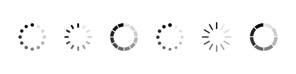 Loading icon. Download vector set. Load icon set. Downloading circle sign.