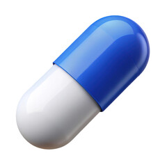 3d realistic blue and white capsule pill render