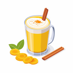 Golden Turmeric Latte with Cinnamon and Carrot Slices