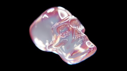 Glossy Transparent Skull Sculpture with Artistic Reflections