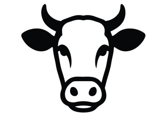 A clean modern vector of a cow head ideal for logos or agriculture and farm related designs.