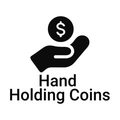  Hand Holding Coins Icon – Financial Support and Giving Concept in Flat Vector