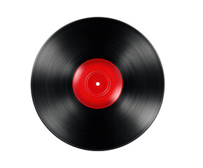 Obraz premium Classic vinyl record with vibrant red center for music lovers