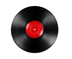 Classic vinyl record with vibrant red center for music lovers