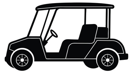 Fototapeta premium Isolated black silhouette of a golf cart on white background