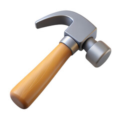 Three dimensional render of a claw hammer with a wooden handle