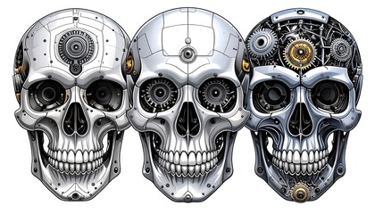 Robotic Skulls with Mechanical Heads.