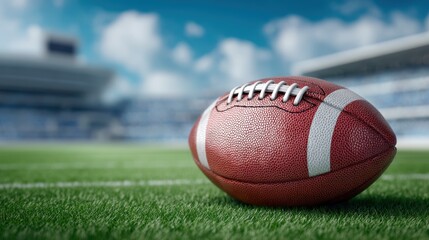 Professional american football on field with grass background
