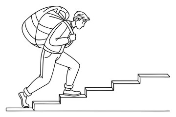 Symbolic Line Drawing of Perseverance and Effort