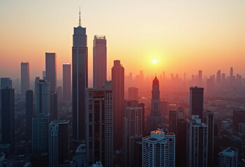 Fototapeta premium Prédios na cidade ao anoitecer