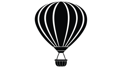 Fototapeta premium Black hot air balloon silhouette isolated on white background